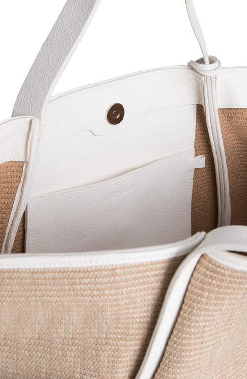 AKRIS AKRIS MEDIUM ALEX RAFFIA & LEATHER SHOPPER 
