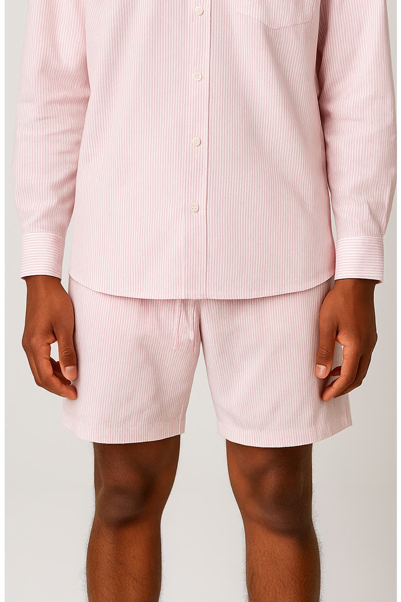 Stripe Cotton Blend Drawstring Shorts, Main, color, PINK/ WHITE