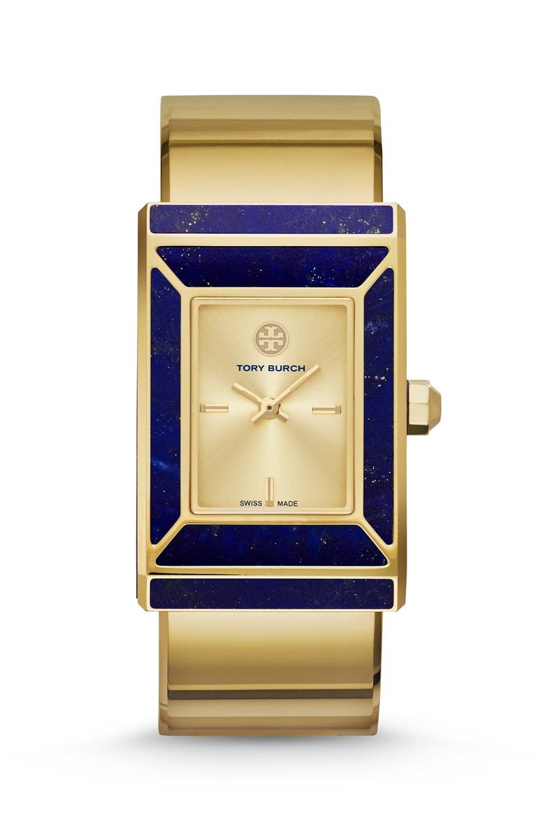 'Robinson' Rectangle Case Bangle Watch, 25mm x 38mm (Limited Edition), Main, color, GOLD/ LAPIS