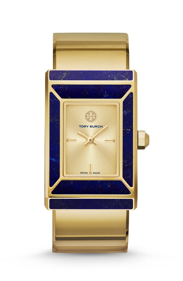 Tory Burch 'Robinson' Rectangle Case Bangle Watch, 25mm x 38mm, Main, color, 