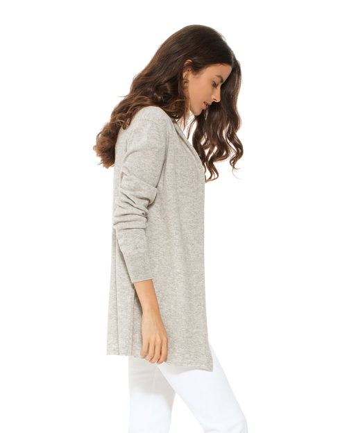 Monticelli Cashmere Long Open Front Pure Cashmere Cardigan In Gray