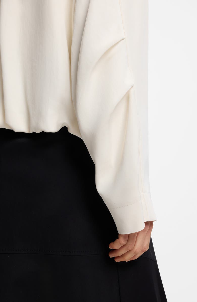 BOSS Jajila Bubble Hem Twill Bomber Jacket, Alternate, color, Soft Cream