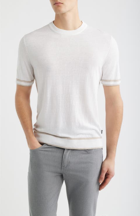 Norbertino Cotton Short Sleeve Tipped Sweater
