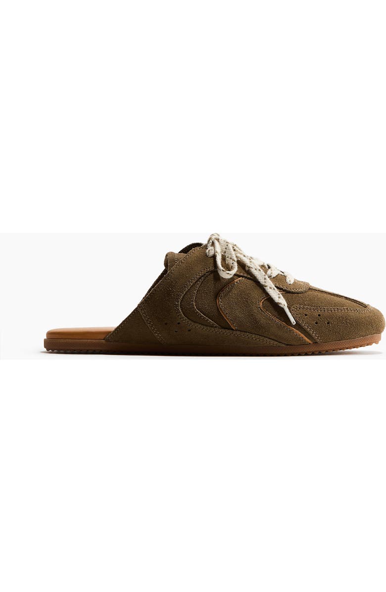 H&M Suede Trainer-style Mules, Alternate, color, Dark Khaki Green