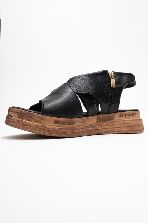 Forever & Always Shoes Levine Leather Buckled Side-zip Sandal In Black