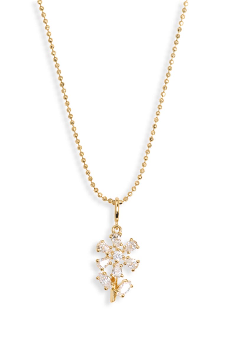 Flower Pendant Necklace, Main, color, GOLD