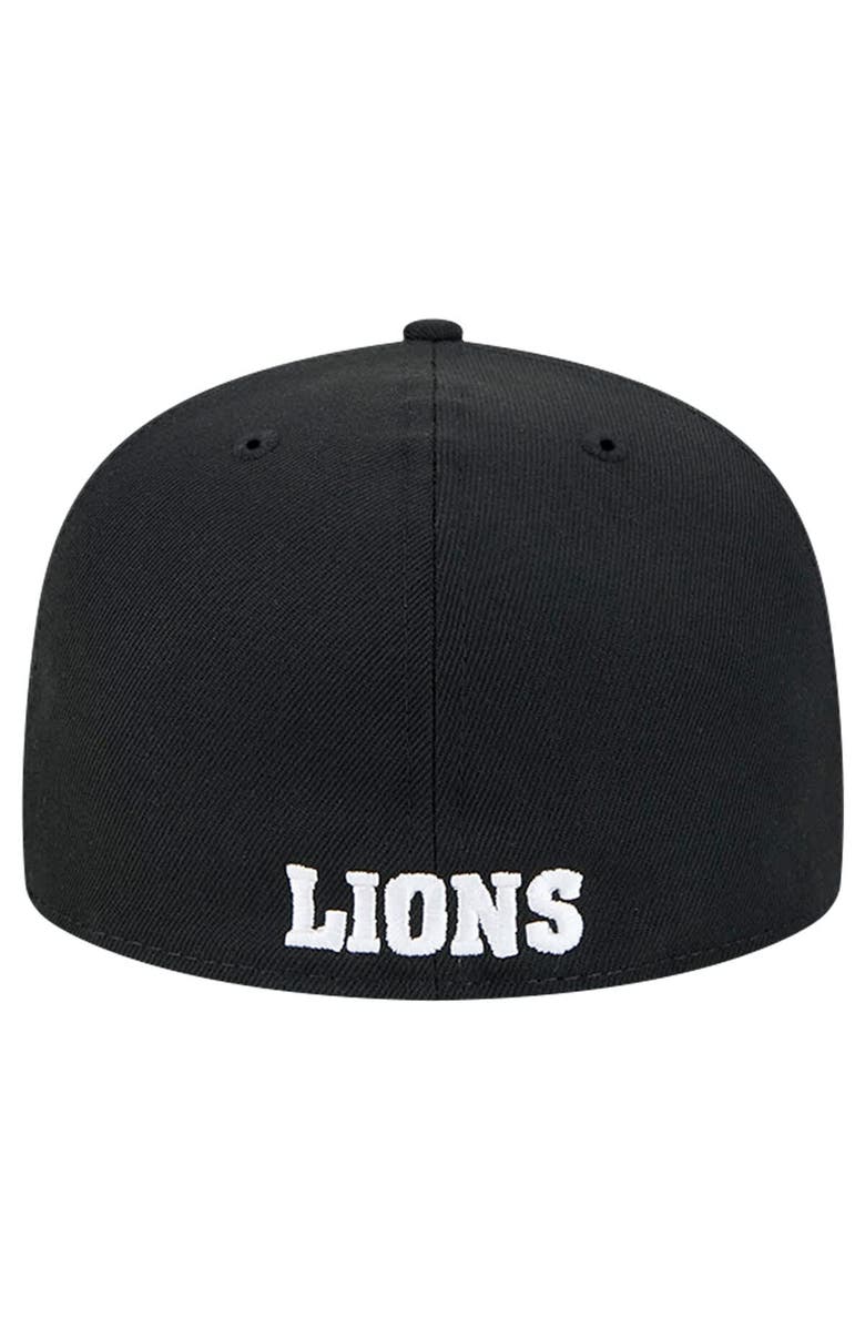 New Era Men's New Era Black Detroit Lions Omaha Throwback 59FIFTY Fitted Hat, Alternate, color, Black
