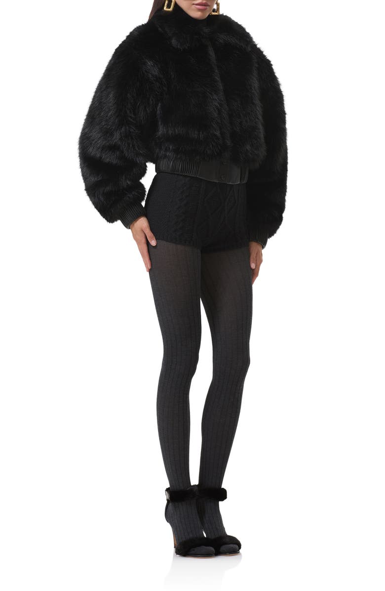 AFRM Adelaide Faux Fur Crop Coat, Alternate, color, Noir
