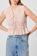 French Connection Rhodes Ruffle Smocked Peplum Cotton Poplin Top