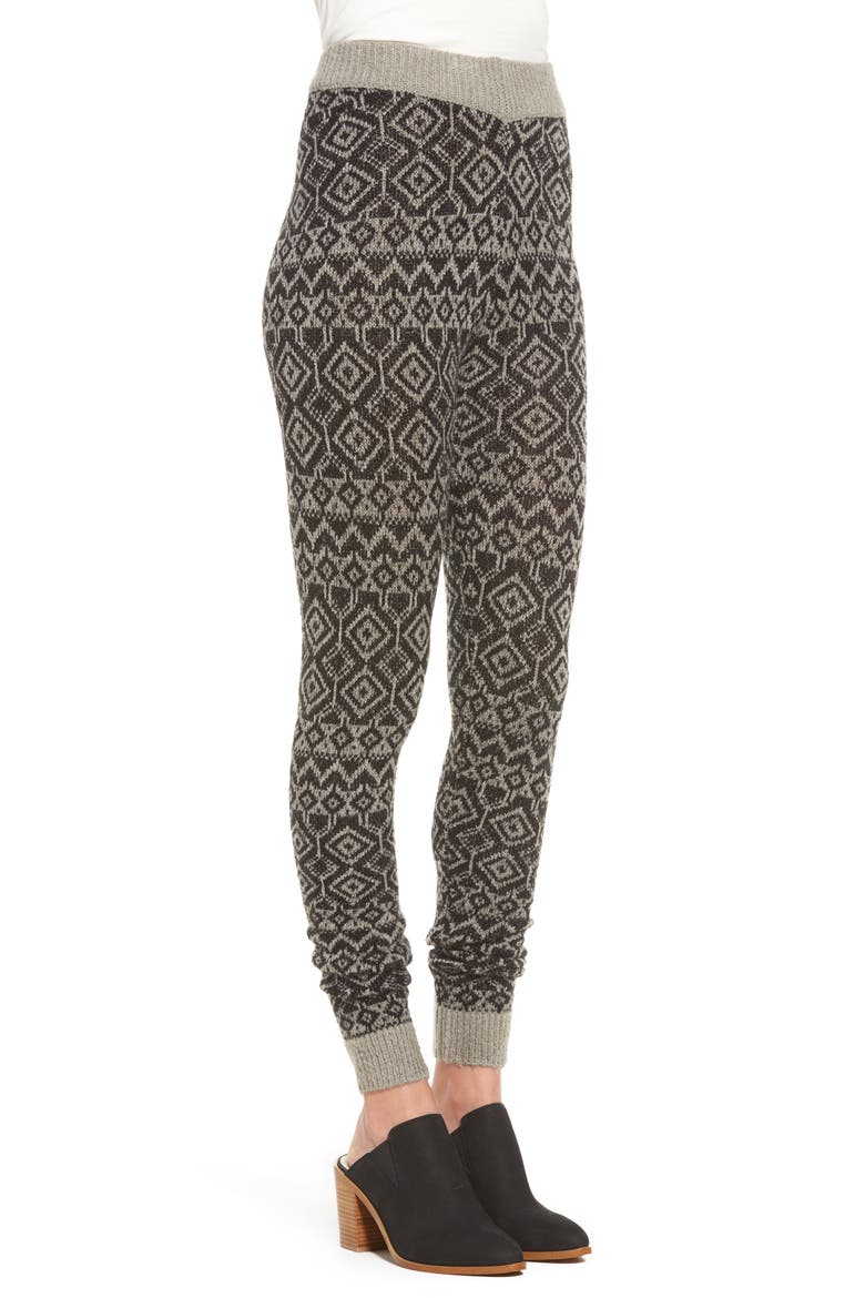 Fair Isle Sweater Leggings, Alternate, color, BLACK