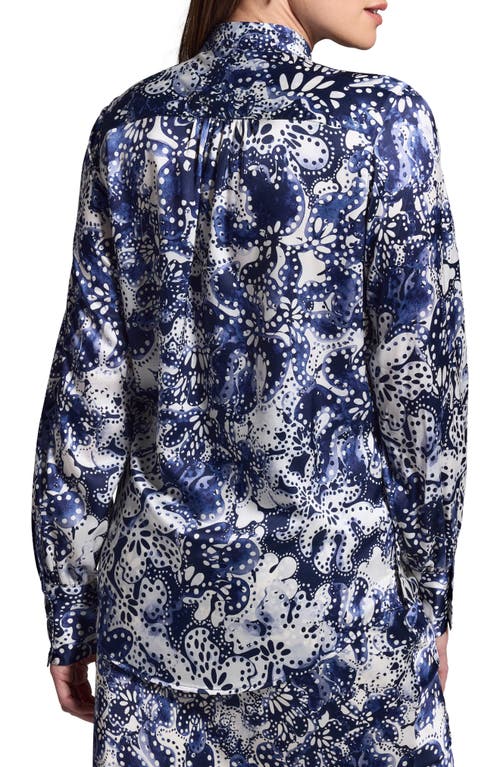 Shop Nic + Zoe Nic+zoe Twilight Blooms Button-up Shirt In Blue Multi