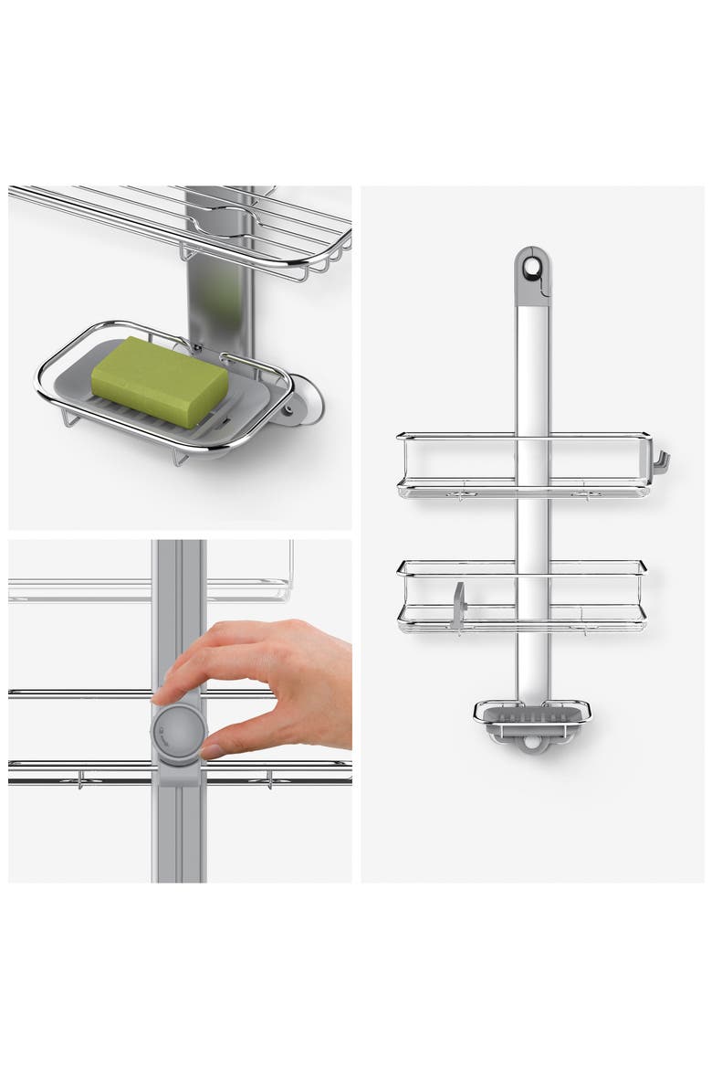 adjustable caddy, stainless steel + anodized aluminum, Alternate, color, BRUSHED