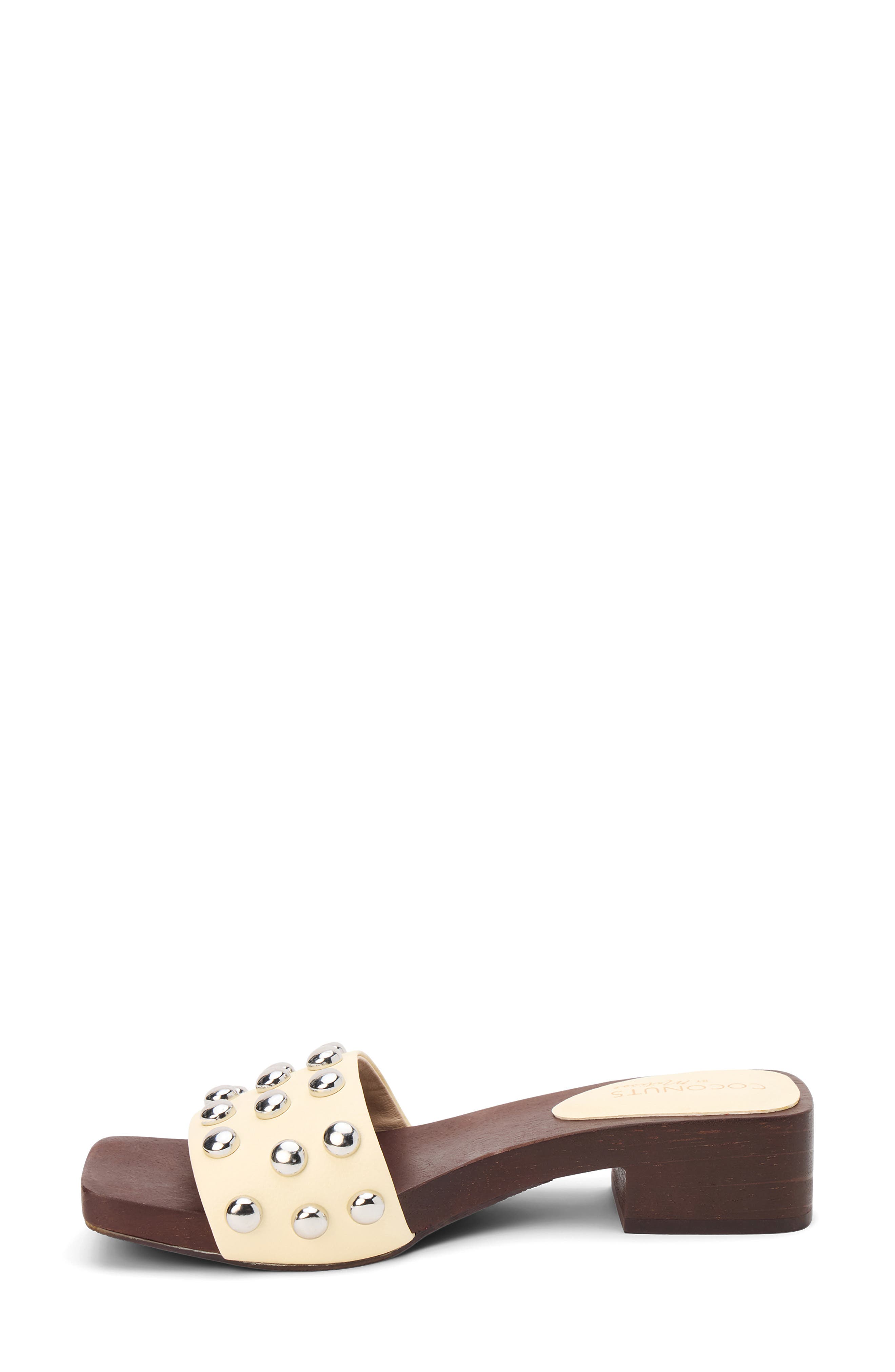 Fiora Studded Slide Sandal, Alternate, color, BUTTER