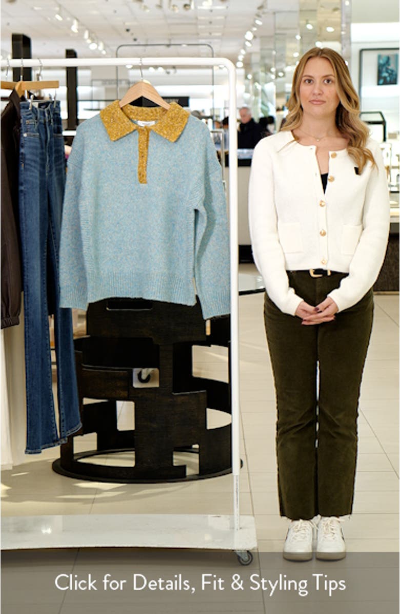 Marled Contrast Johnny Collar Sweater, sales video thumbnail