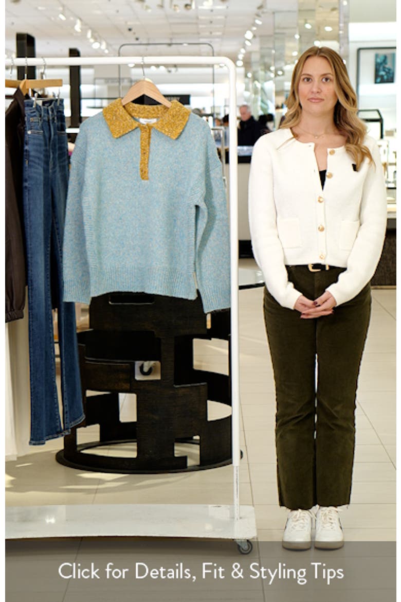 Marled Contrast Johnny Collar Sweater video