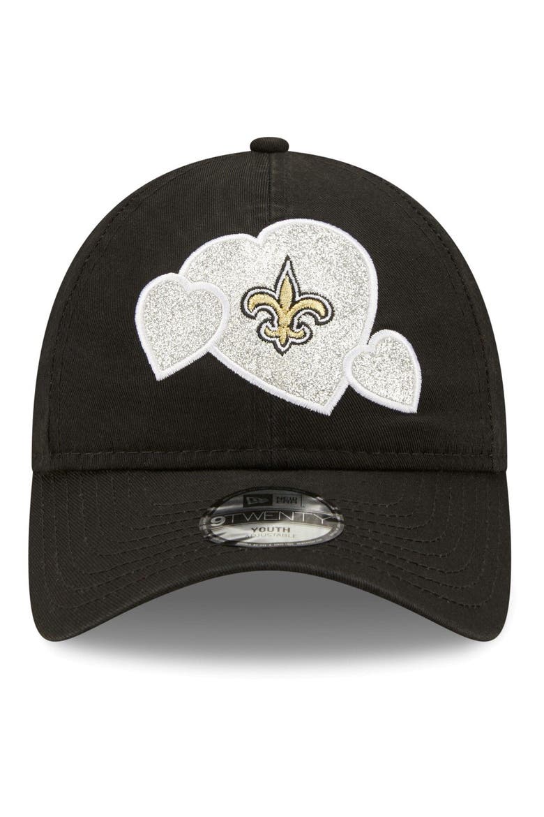 Girls Toddler New Era Black New Orleans Saints Hearts 9TWENTY Adjustable Hat, Alternate, color, Black