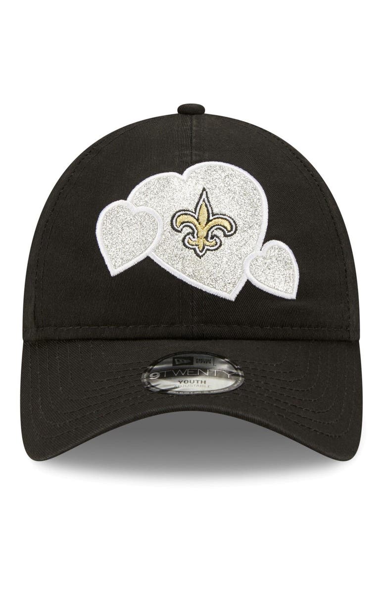 New Era Girls Toddler New Era Black New Orleans Saints Hearts 9TWENTY Adjustable Hat, Alternate, color, 