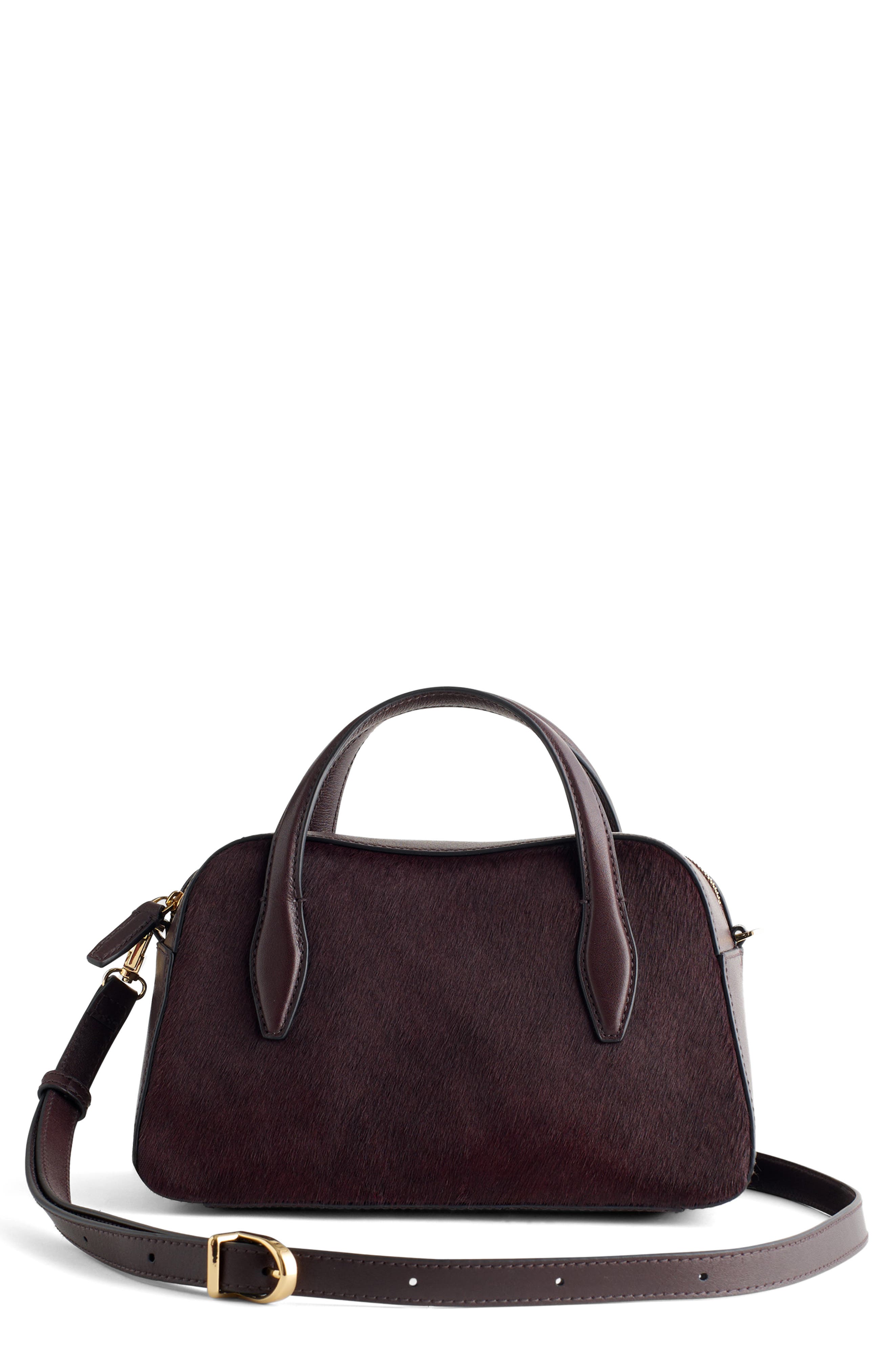 Madewell The Mini Belted Genuine Calf Hair Crossbody Bag, Main, color, Chocolate Raisin