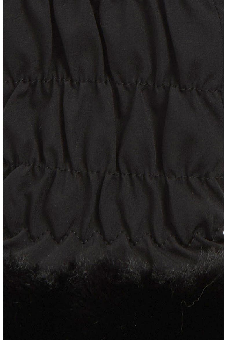 Kids' Faux Fur Trim Nylon Gloves, Alternate, color, BLACK/ BLACK