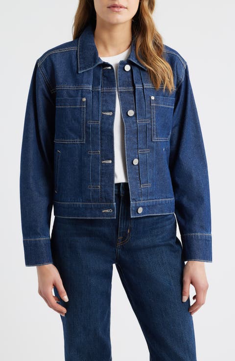 Pleated Denim Jacket