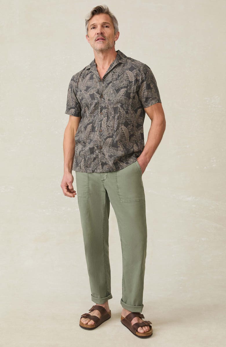 Faherty Breeze Linen BlendCamp Shirt, Alternate, color, Graphite Rainforest