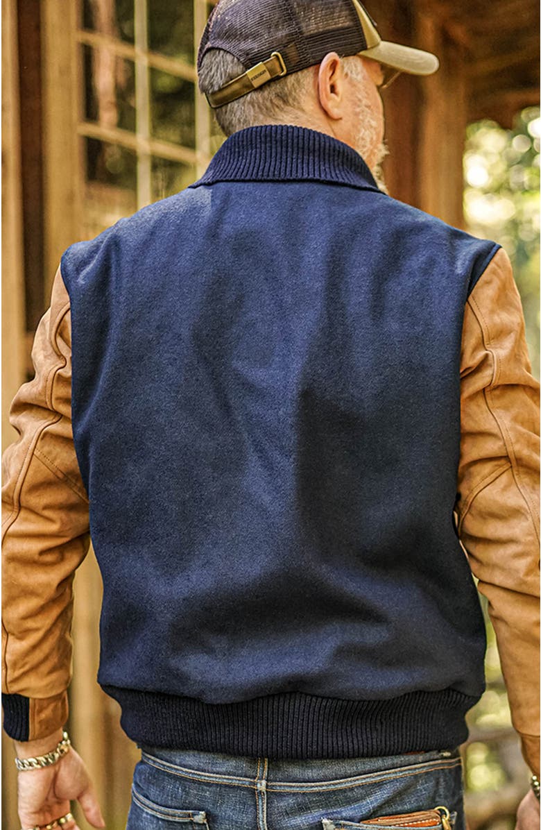 Last Wolf BAKER MOUNT VARSITY JACKE, Alternate, color, Navy