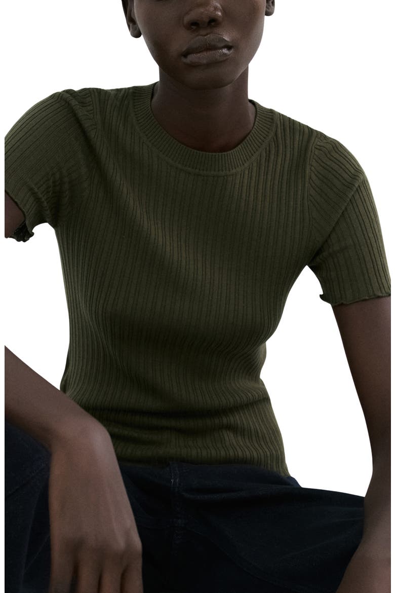 Cotton Blend Rib T-Shirt, Main, color, KHAKI GREEN