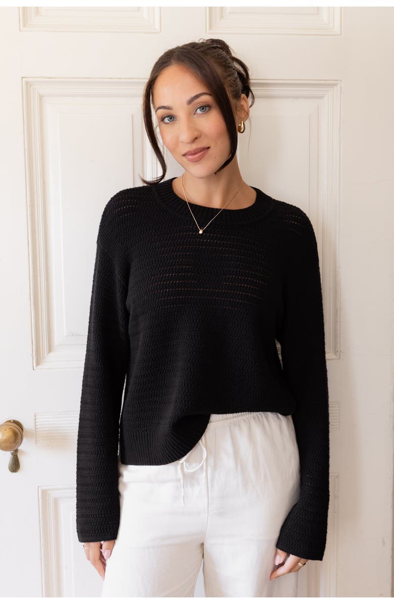 KADA The Open Knit Long Sleeve Sweater, Alternate, color, Ink