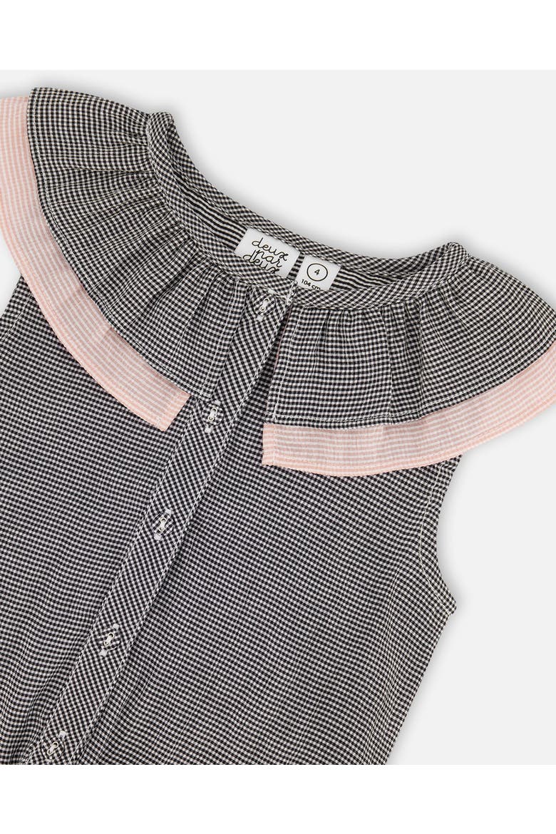 Little Girl's Sleeveless Top With Front Tie Black And Sparkling Pink, Alternate, color, Black And Sparkling Pink