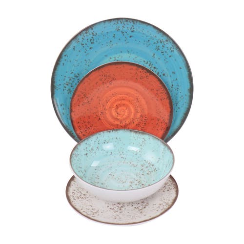 Elama Pryce 12 Piece Melamine Dinnerware Set In Multi