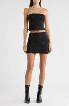 2-Piece Rhinestone Tube Top & Mini Skirt Set
