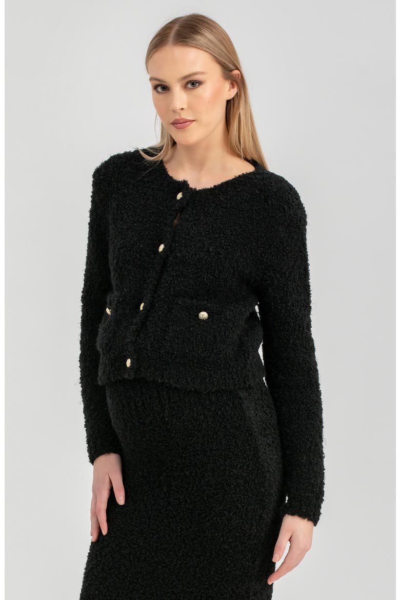 The Courchevel Bouclé Maternity Sweater Jacket, Alternate, color, BLACK