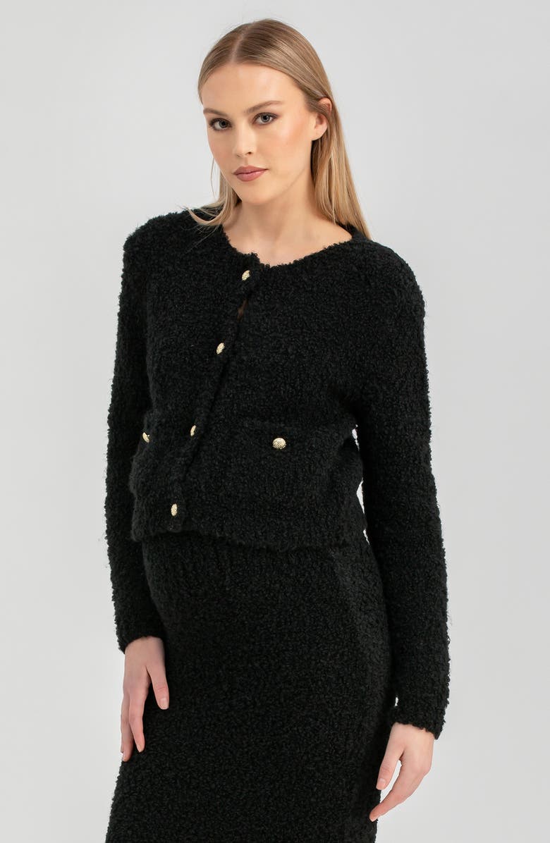 PIETRO BRUNELLI MATERNITY The Courchevel Bouclé Maternity Sweater Jacket, Alternate, color, Black