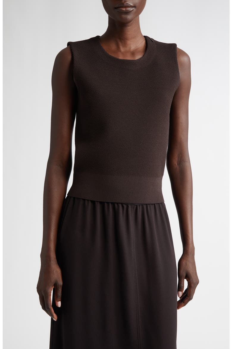 Sleeveless Piqué Sweater, Main, color, MOCHA