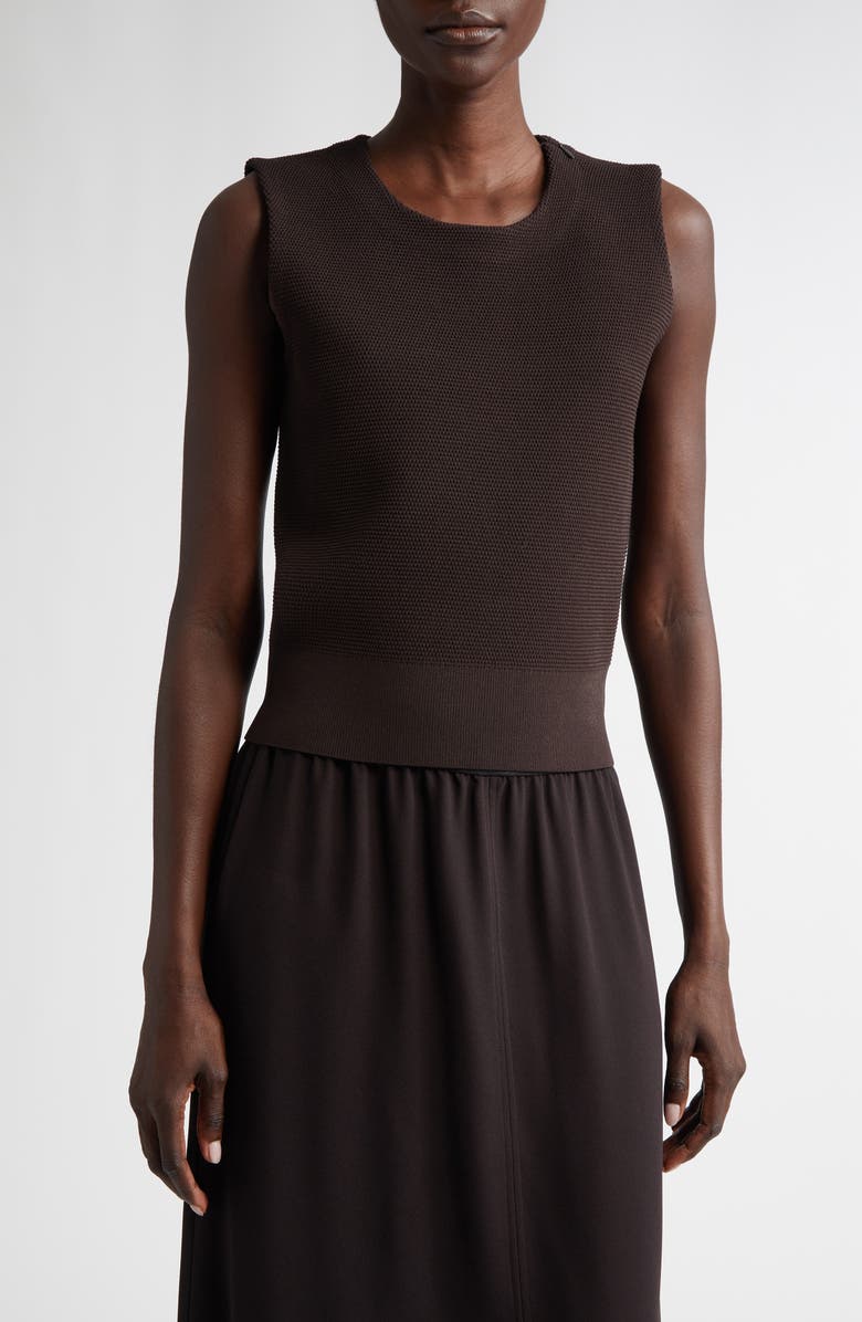 St. John Collection Sleeveless Piqué Sweater, Main, color, 