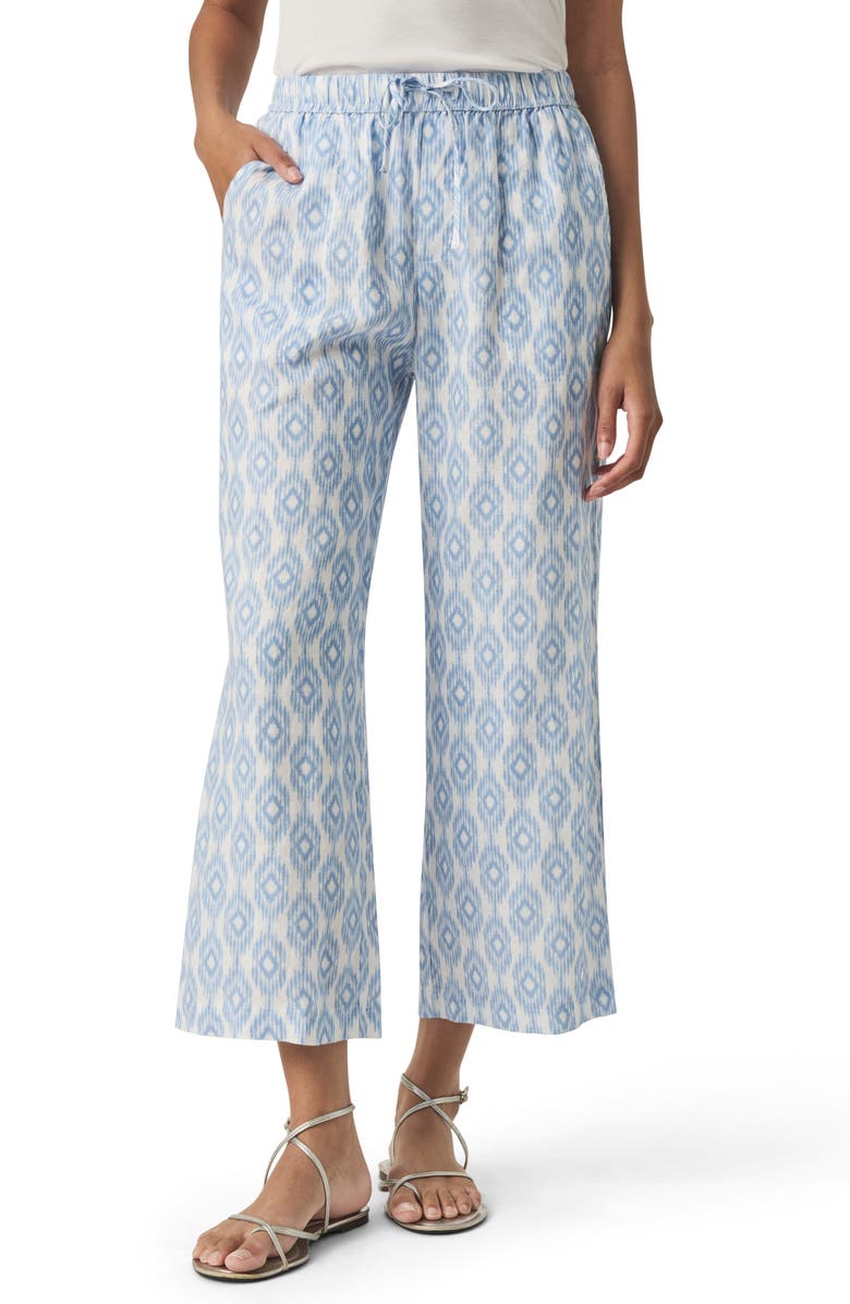 Splendid Angie Ikat Print Linen Crop Wide Leg Pants, Main, color, 