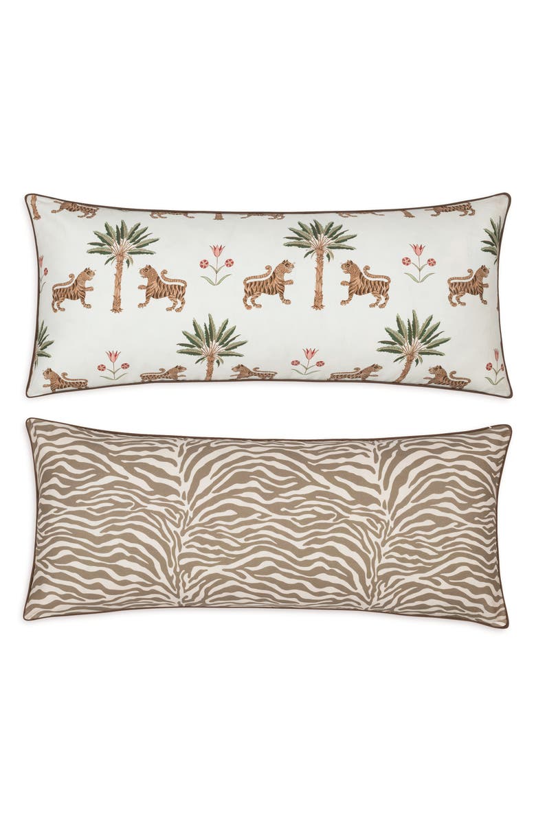 Matouk Reversible Lumbar Pillow, Main, color, Tiger Palm/ Regine Coconut