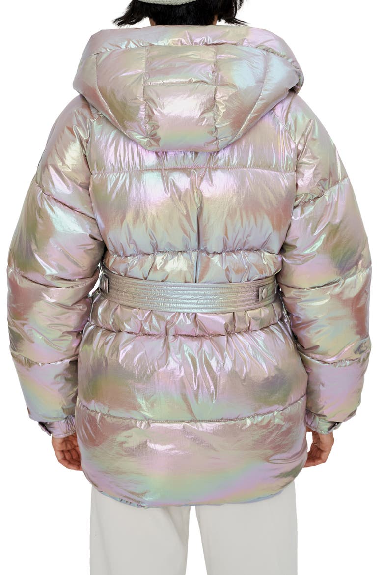 Belted Oversize Hooded Puffer Coat, Alternate, color, TANZANITE