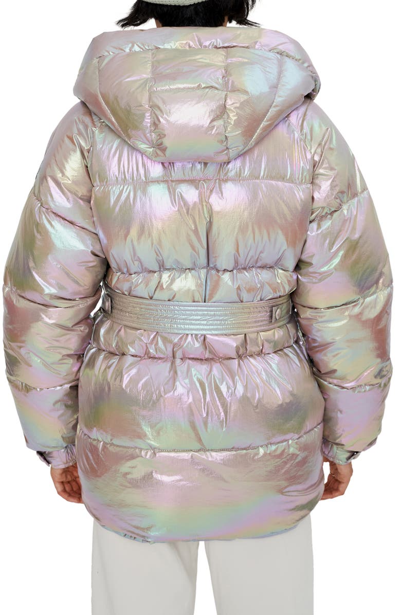 Noize Belted Oversize Hooded Puffer Coat, Alternate, color, Tanzanite