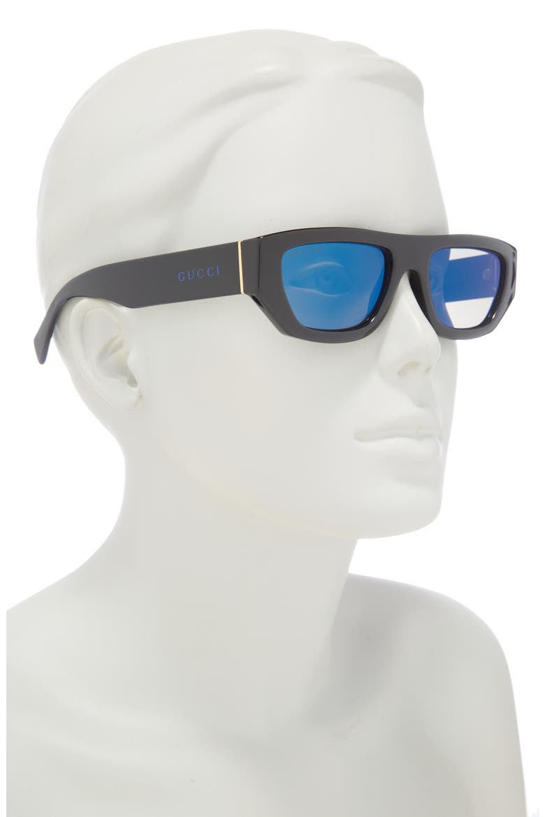 53mm Rectangular Sunglasses, Alternate, color, BLACK BLACK BLUE