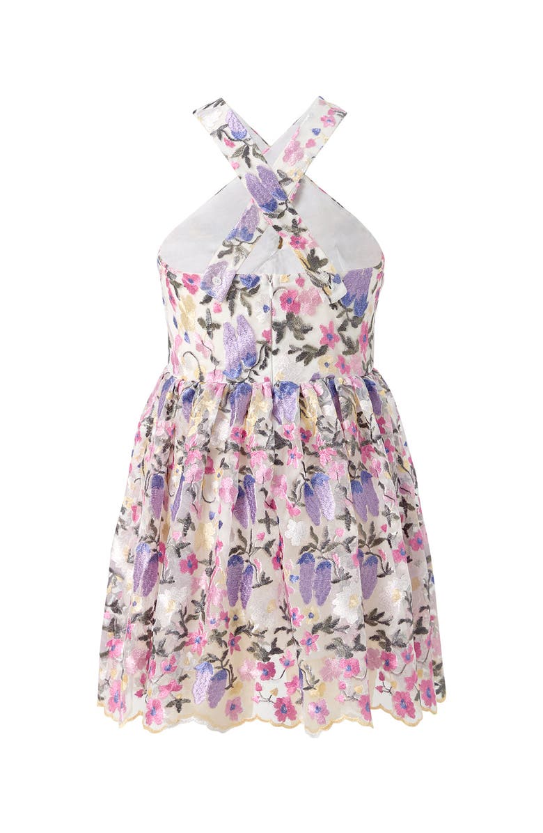 Marlo Kids Mariah Embroidered Halter Neck Dress, Alternate, color, Floral