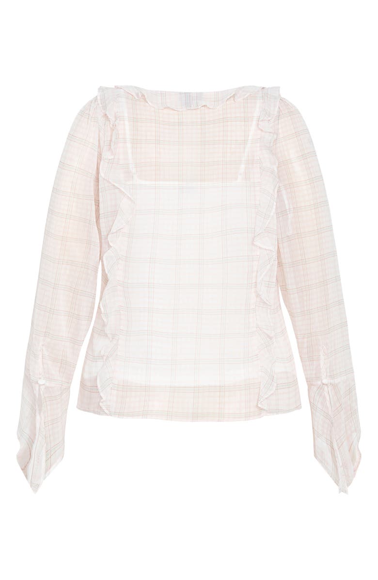 City Chic Sweet Nothings Ruffle Top, Alternate, color, Mini Check
