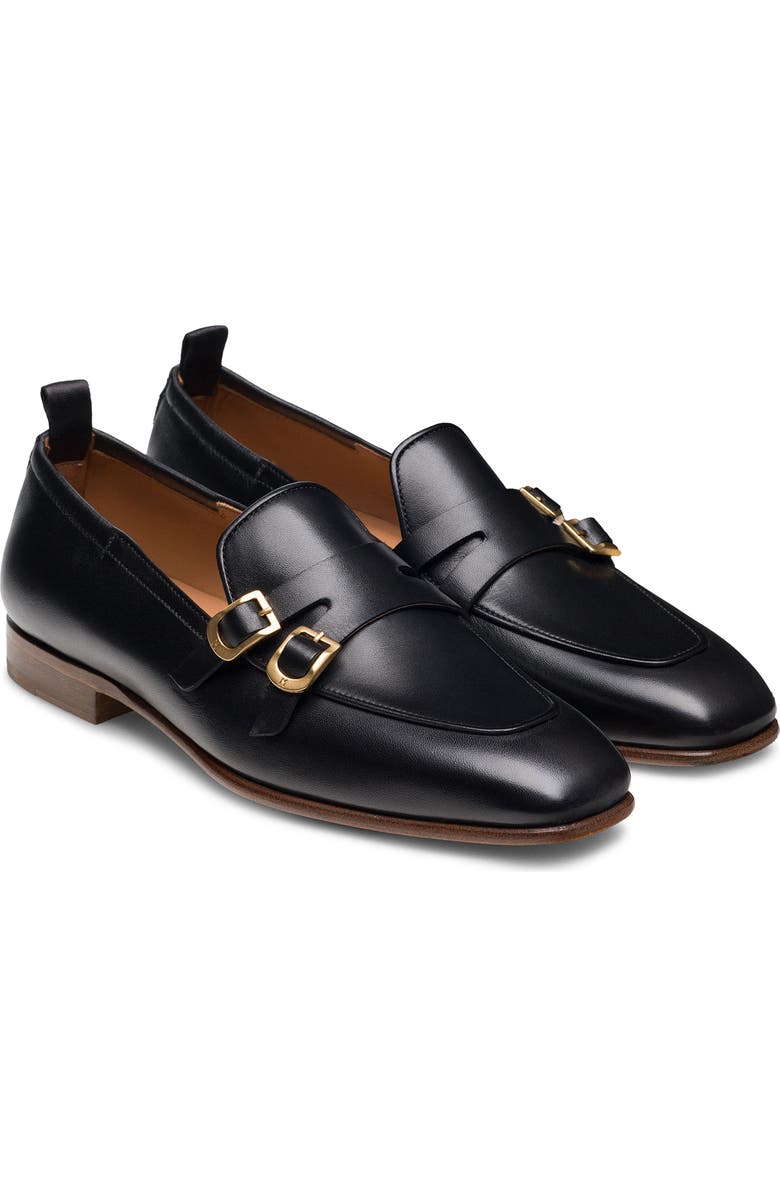 Magnanni Bella Double Buckle Loafer, Main, color, Black