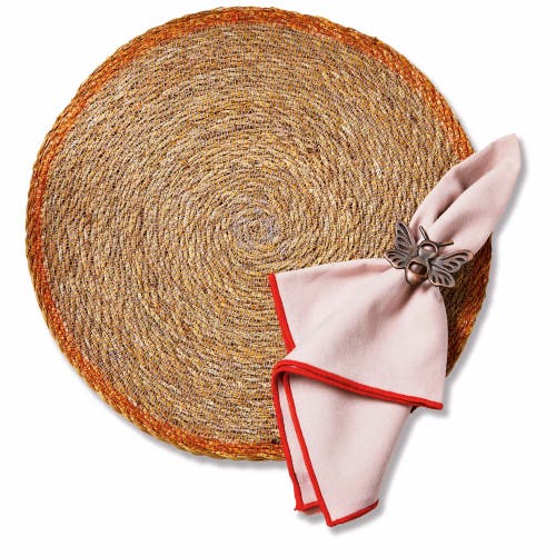 Tag Overstitch Seagrass Placemat Lavender Purple Wipe Clean In Brown