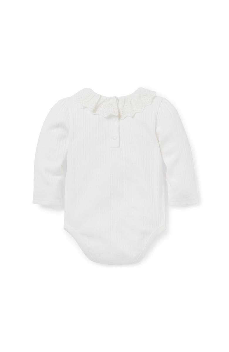 Janie and Jack Baby Pointelle Ruffle Collar Bodysuit, Alternate, color, White