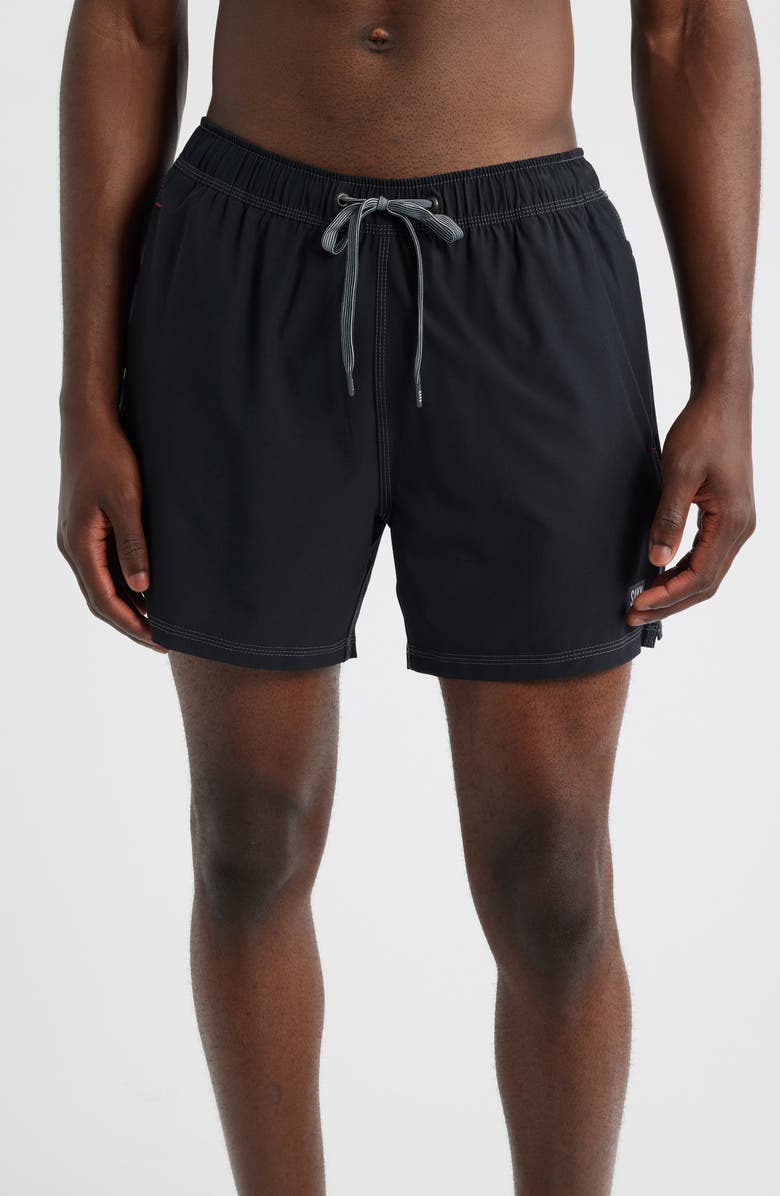 SAXX Oh Buoy 2N1 5-Inch Volley Swim Trunks, Main, color, Black