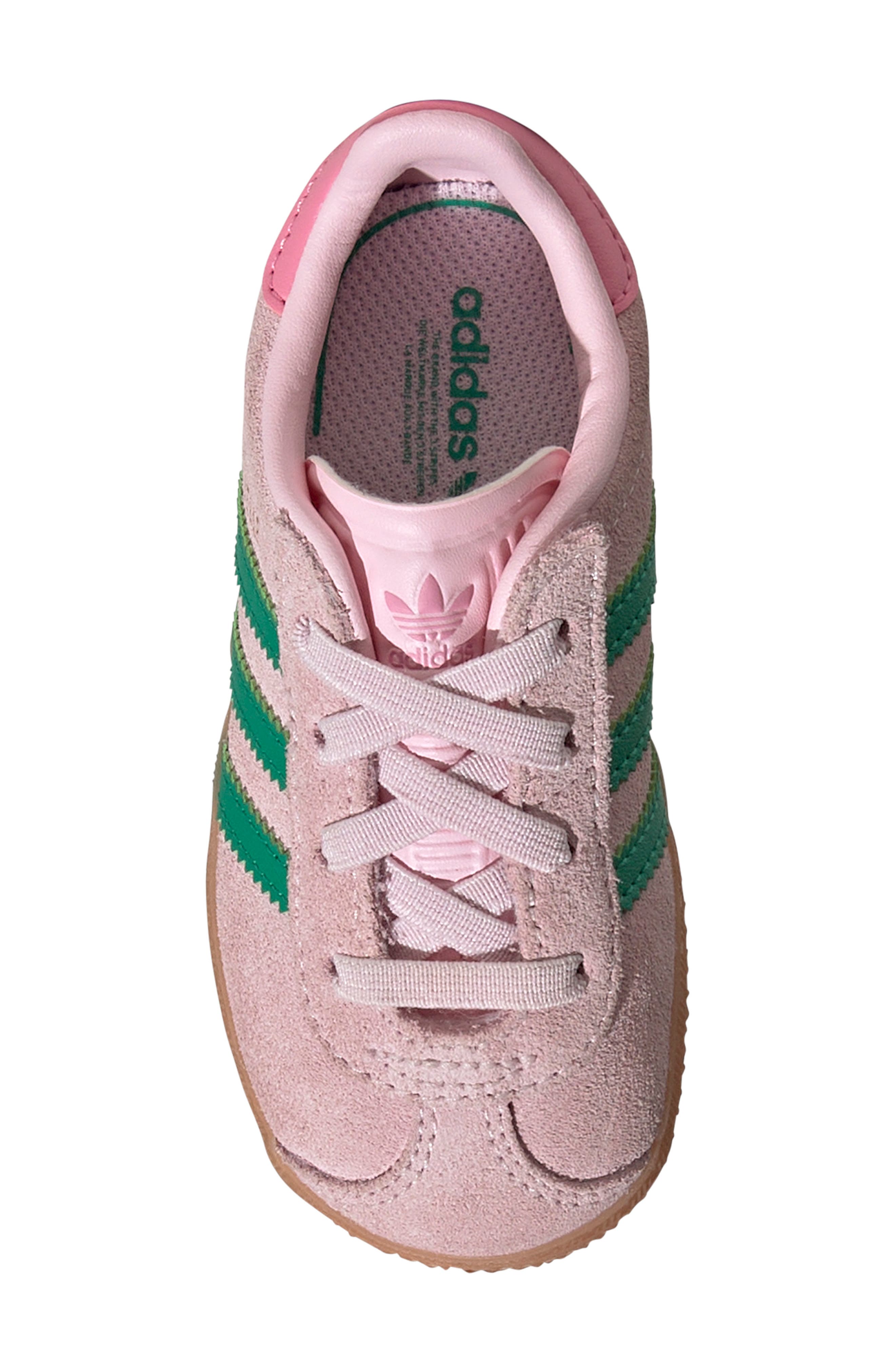 adidas Kids' Gazelle Sneaker, Alternate, color, Clear Pink/Court Green/Bliss Pink