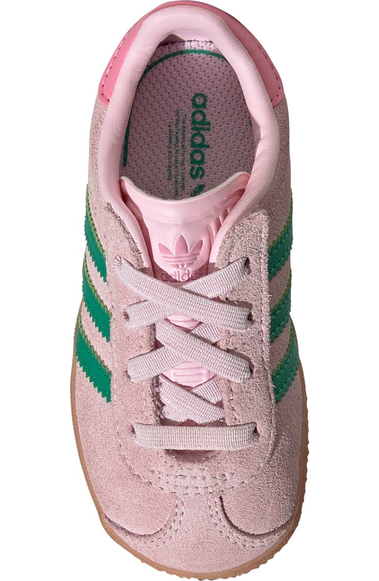 adidas Kids' Gazelle Sneaker, Alternate, color, Clear Pink/Court Green/Bliss Pink