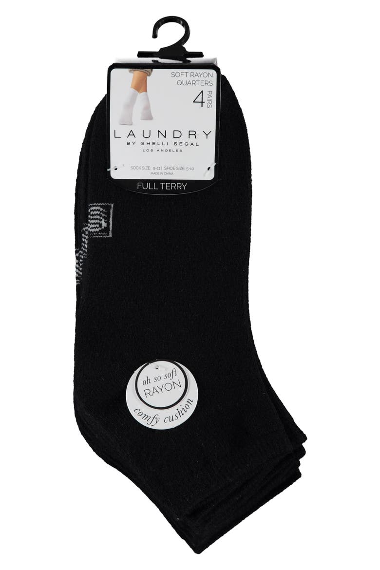 4-Pack Cushioned Quarter Length Socks, Main, color, BLACK