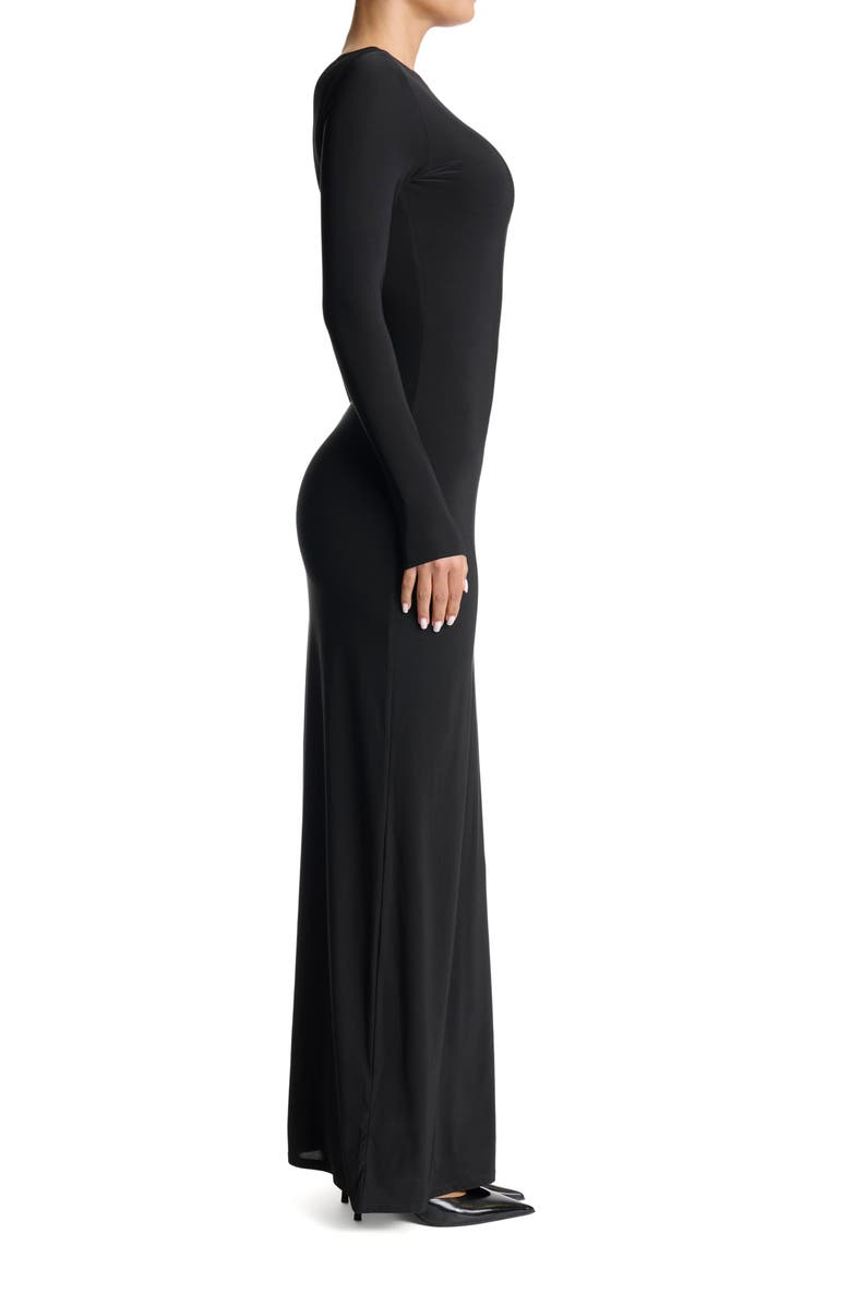 Naked Wardrobe Hourglass Mesh Back Long Sleeve Maxi Dress, Alternate, color, 